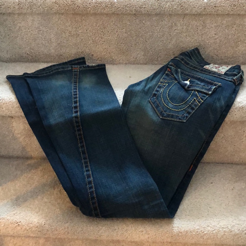 True Religion Distressed Flare Jeans